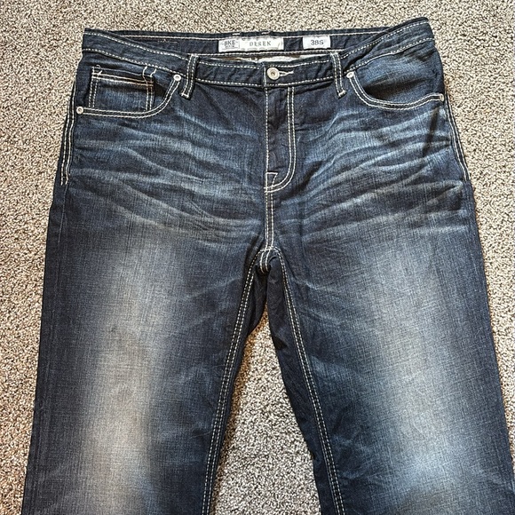 BKE Men’s Derek Dark Wash Stretch Denim Bootcut Western Jeans Size 38S - Picture 2 of 11